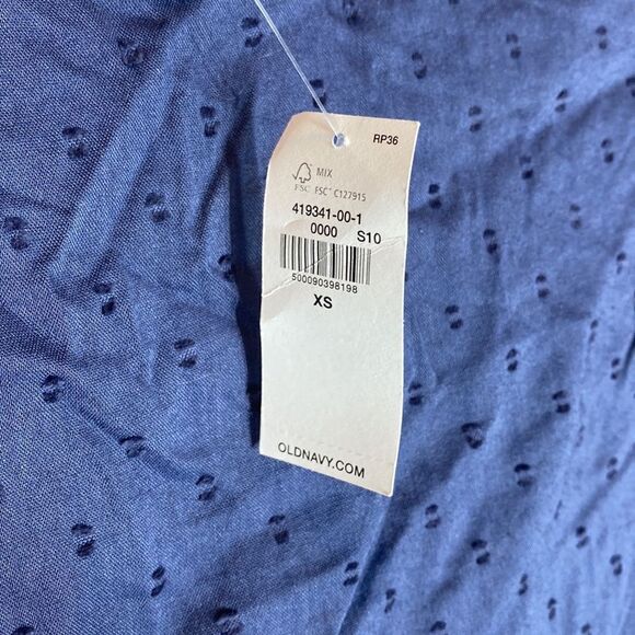 Old navy puff sleeve clip dot mini swing dress xs new blue long sleeve - Picture 9 of 9